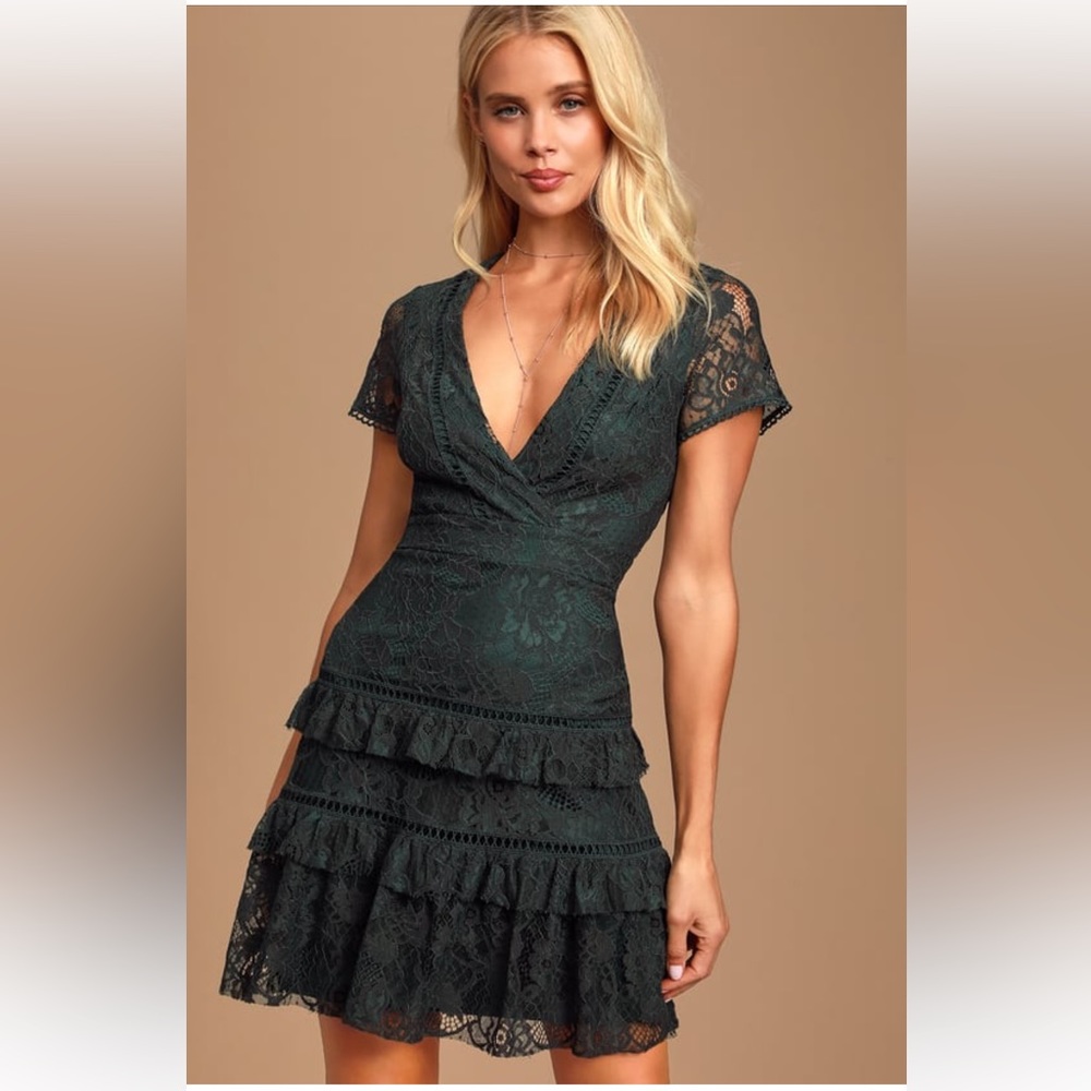 Lulus Green Lace Mini Dress